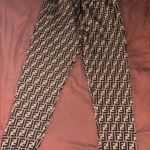 Fendi Black and Tan Monogram Pants